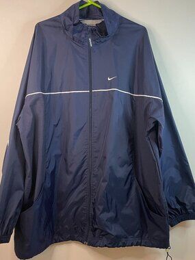 Vintage 90s Nike Nylon Navy Blue Windbreaker Size XL